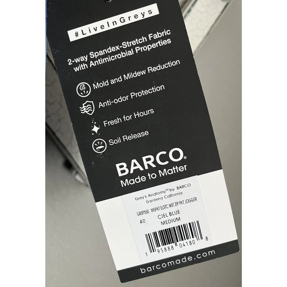 NWT! 2 Grey's Anatomy By Barco Men's M Murphy Jogger Scrub Pants Spandex Stretch